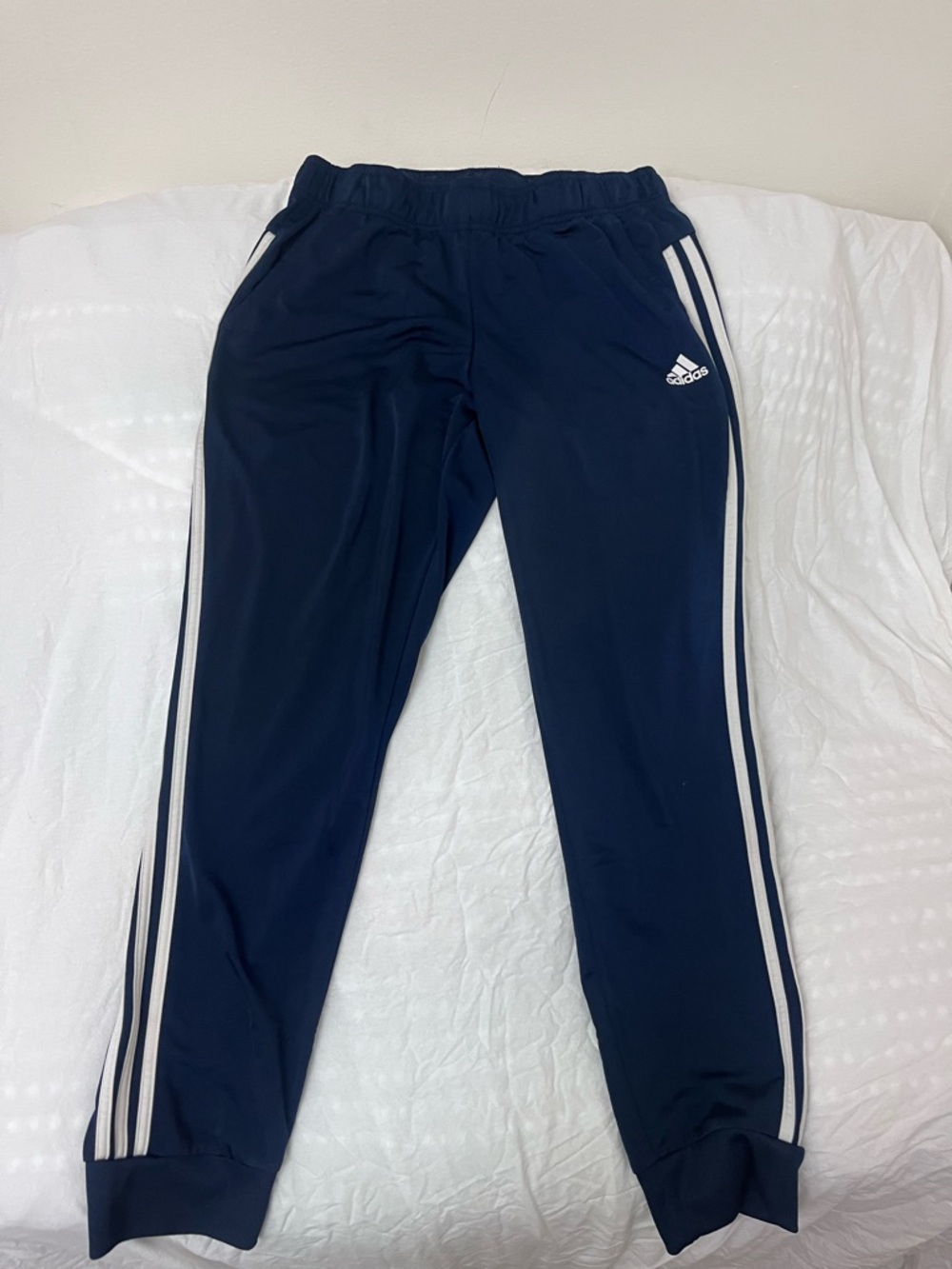 adidas Navy Track Pants with White Stripes